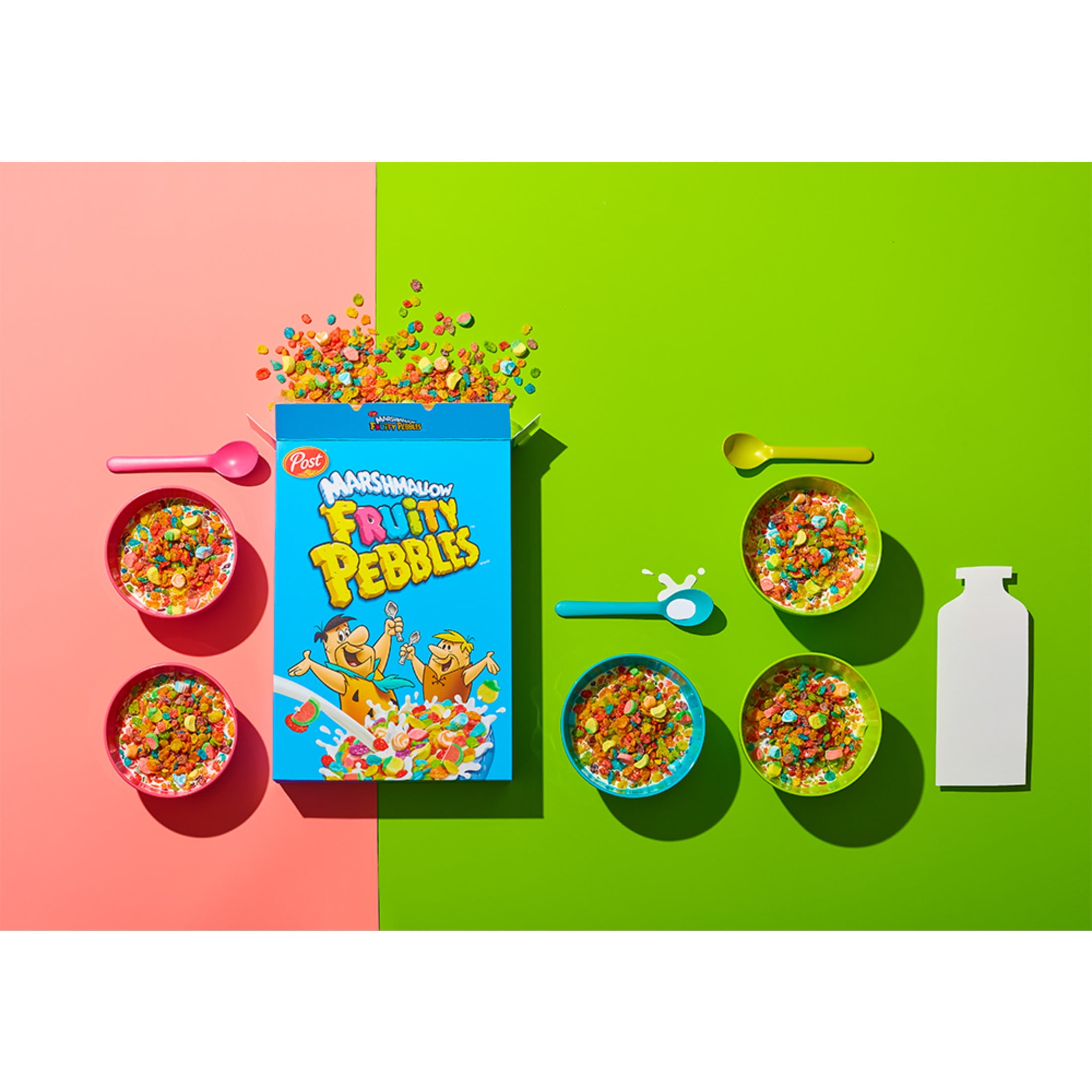 Post Fruity PEBBLES with Marshmallows Kids Breakfast Cereal, Gluten Free, Breakfast Snacks, 20 Oz