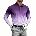 thumbnail image 2 of TKKCS Mens Gradient Long Sleeve Polo Shirts- Lightweight Regular Fit Casual Stretch Golf Shirts Purple Size 5XL, 2 of 6