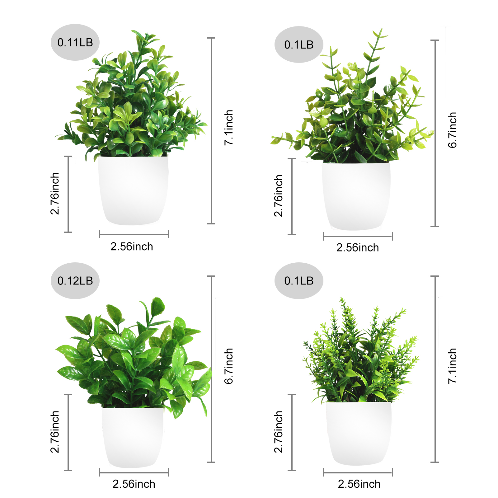 Tripumer 4-Pack Artificial Potted Plants, Assorted Greenery photo 5