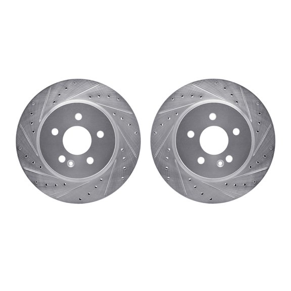 Dynamic Friction Company Front Brake Rotors-Drilled and Slotted-Silver 7002-63072