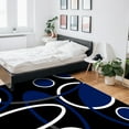 thumbnail image 6 of Area Rug 2'7''x5' Geometric Blue and White Round Line Black Texture Washable Area Rugs Non Shedding Floor Carpet Rubber Backing Non-Slip Indoor Mats for Living Room Bedroom Kitchen, 6 of 8