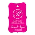 thumbnail image 1 of 100 PCS Custom Made Scallop Edges Hang Tags Thank You For Celebrating Wedding Favor Gift Paper Tags, 1 of 1