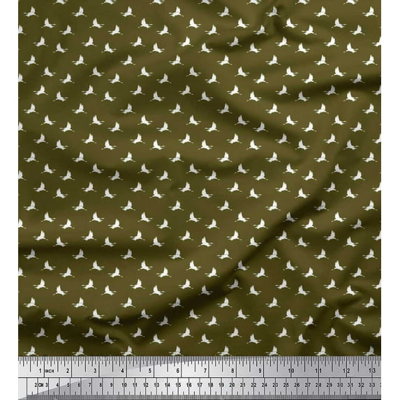 Soimoi Cotton Voile Fabric Stork Bird Shirting Print Fabric by The Yard 42 Inch Wide