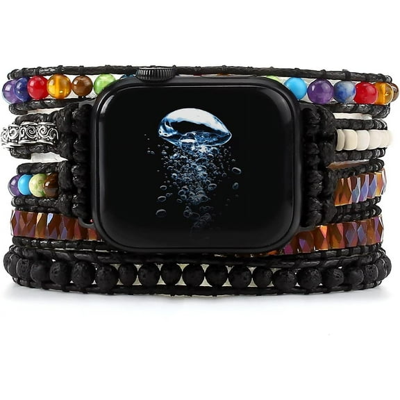 Beaded Handmade Boho Watch Bracelet Band Compatible with Watch 38mm/40mm/41mm/42mm/44mm/45mm/49mm-Watch Strap for Iwatch Series Ultra/8/7/6/5/4/3/2/1/SE for Women Chakra-2 42/44/45mm