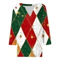thumbnail image 5 of Aboser Women's Christmas Plaid Tunic Tops Dressy 3/4 Sleeve Shirts Vintage Xmas Printing Tunics Casual Notch V Neck Blouses Going Out Top for Women 2026, 5 of 5