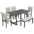 thumbnail image 4 of Harper & Bright Designs Dining Table Set for 6 with Bench Rectangular Table and 4 Upholstered Chairs for Kitchen, Gary, 4 of 15