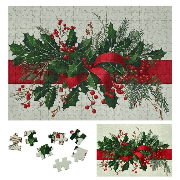 Shiartex Holly Berries Wooden Jigsaw Puzzles for Adults | Impossible Wooden Puzzle | Christmas Gift for Family Friends 300 PCS
