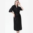 thumbnail image 2 of LYMAYTER Women Casual Bathrobe Fashion Solid Color Soft Sleepwear Summer Satin Long Robes M-2XL, 2 of 9