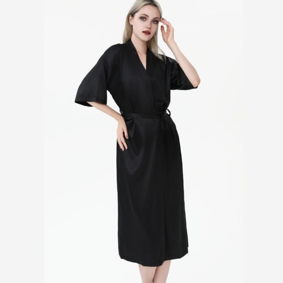 LYMAYTER Women's Elegant Kimono Robe Bride & Bridesmaid Gift Silky Comfortable M-XXL
