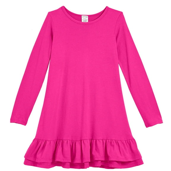 Soft Cotton A-Line Ruffle Hem Dress