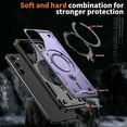 thumbnail image 2 of 360° Rotatable Magnetic Ring for Samsung Galaxy S23 Case, Compatible with MagSafe [Non-Slip Texture Edge] [Built-in Kickstand] [Military Shockproof] Matte Soft TPU Bumper Ultra Slim, Purple, 2 of 5