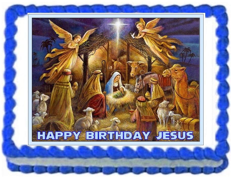 Nativity Christmas Jesus Birthday Image, Edible Cake Topper Frosting Is Christmas Jesus Birthday