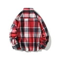 thumbnail image 3 of Men's Casual Plaid Shirt Plus Size Color Block Button Down Shirt Loose Fit Lapel Long Sleeve Shirt, 3 of 3