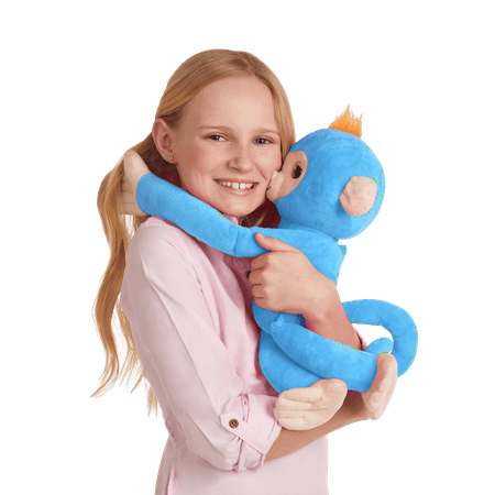 WowWee - Fingerlings HUGS BORIS - Friendly Interactive Plush Monkey Toy - Blue