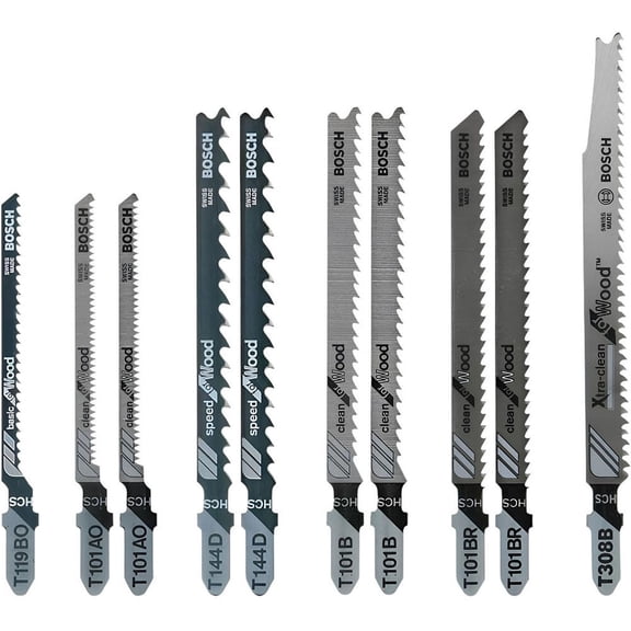 Bosch T10RC 10 piece T-Shank Jig Saw Blade Set for Extra-Clean Wood Cutting