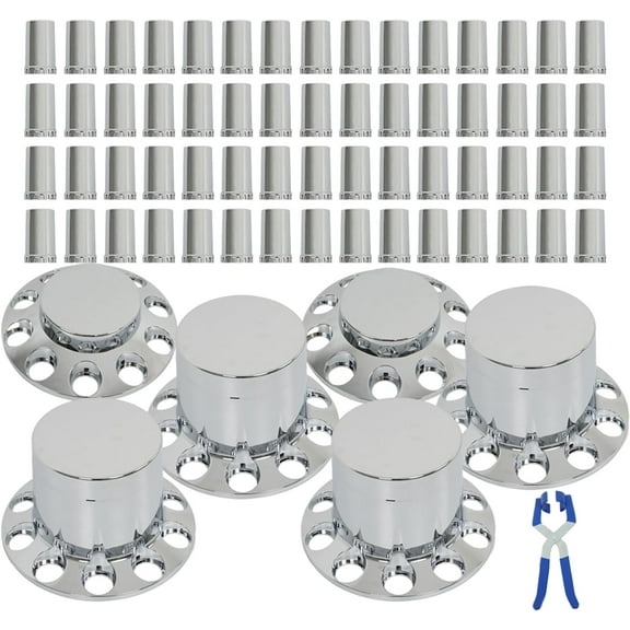 Waltyotur 33mm Axle Cover Chrome Dome Combo Kit 2 Front and 4 Rear Replacement for Semi Truck