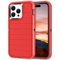 I-HONVA For iPhone 14 Pro Max Case,Stripe 3-Layer Military Grade Drop Protection Anti-Slip Bumper Rugged Shockproof Dustproof Protection 6.7 inch Phone Case,Red Black