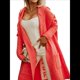 thumbnail image 2 of Cárdigan para Mujer, Holgado, con Capucha, Informal, de Larga, Color Liso, con Estampado de Letras, para Exteriores Naranja-Rojo M, 2 of 7
