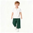 thumbnail image 5 of Rvasteizo Toddler Summer Outfits Solid Short Sleeve Top Wide Leg Pants 0-8 Years Unisex Kids Sport Set, 5 of 5