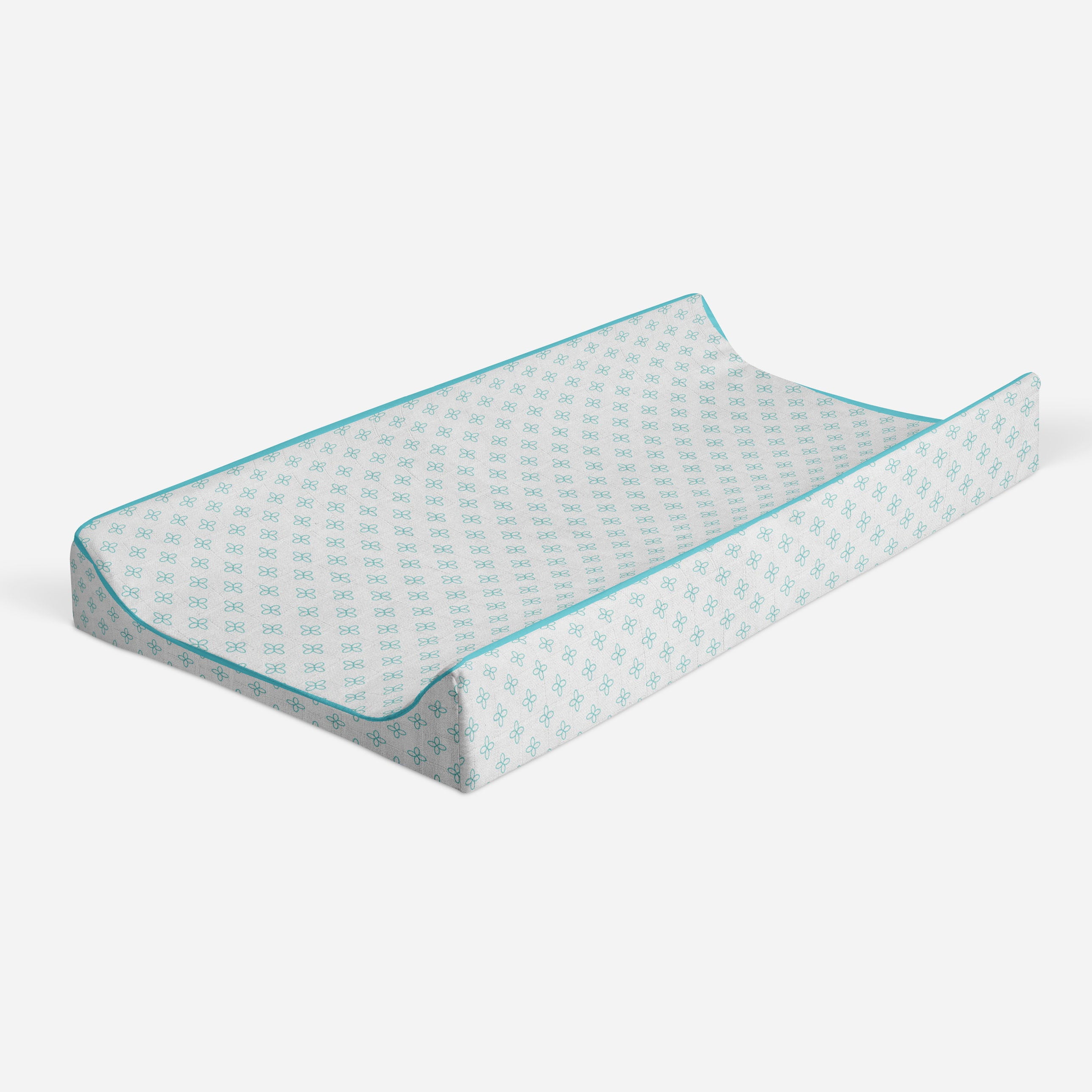 Bacati - Petals Aqua Quilted Muslin Changing Pad Cover