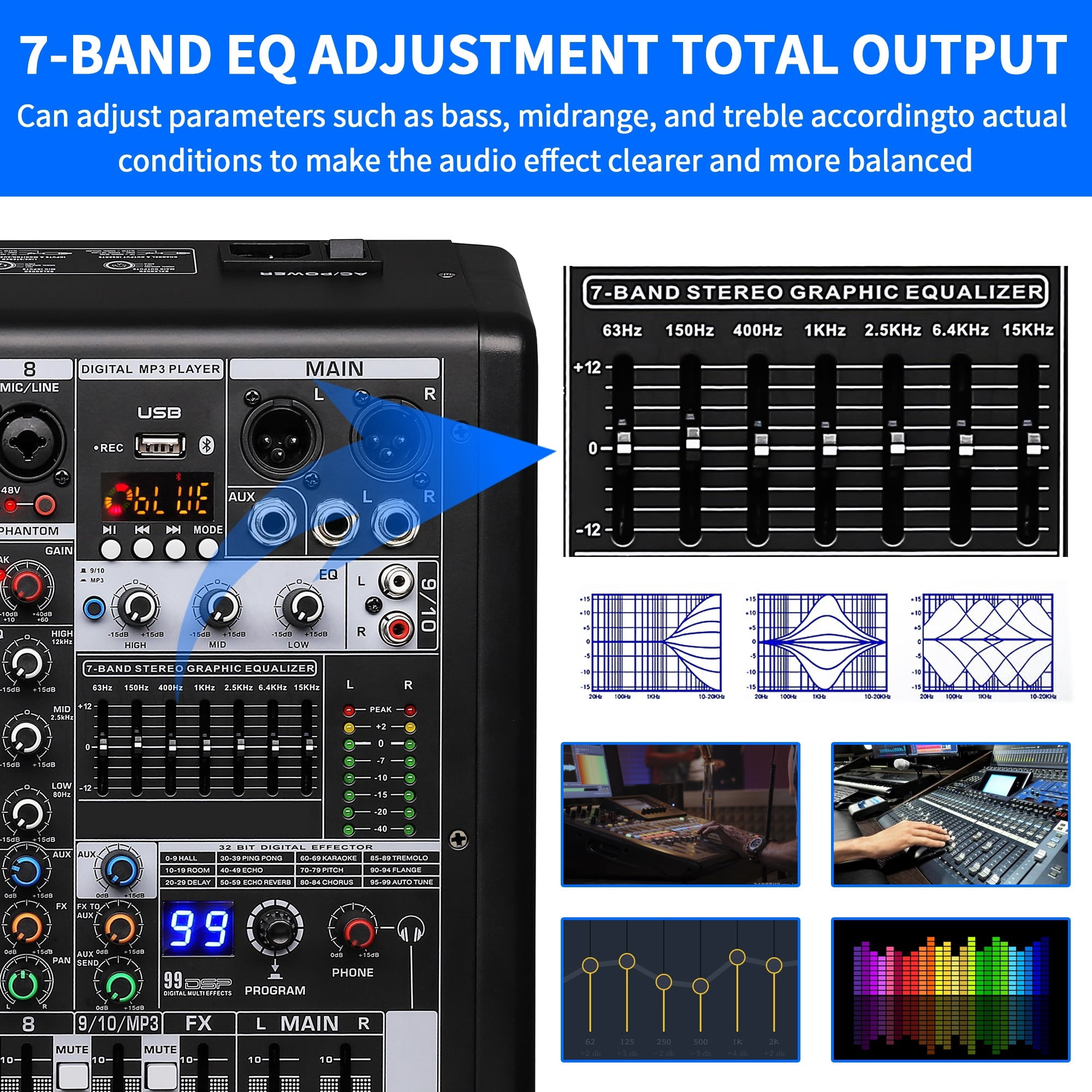S-10 Dj Mixer Professional 10 Channel with MP3 Player 99 DSP Digital Mixer and Effect