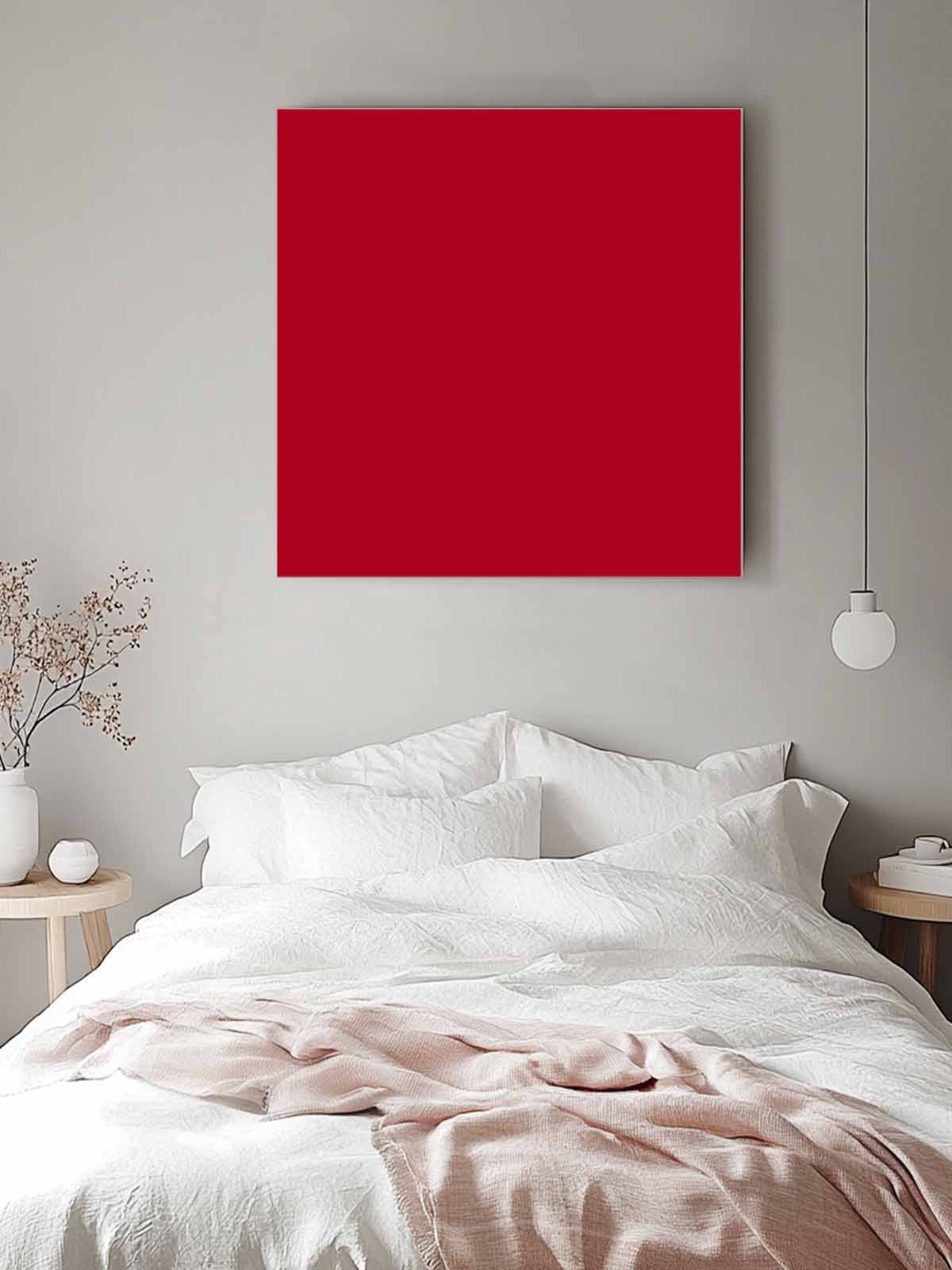 Solid Color Canvas Wall Art, Red Framed Wall Decor Modern Artwork Prints Painting for Living Room, Bedroom, Kitchen & Cafe Decor 16x16 Inch