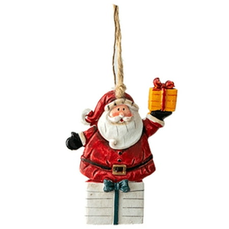 

Christmas Miniature Pendant Curved Handmade Santa Claus Crafts Hold Gift for Xmas Tree Crafts Home Type B