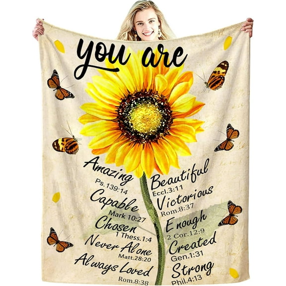 Christian Gifts for Women Inspirational Bible Verse Blanket Religious Scripture Prayer Faith Throw Blanket Soft Flannel Healing Blanket 50"X40"