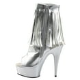 thumbnail image 4 of *6" Heel, 1 3/4" PF Open Toe/Heel Fringe Bootie, Side Zip - Slv Metallic Pu/Slv Matte, 5, 4 of 7