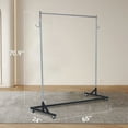 thumbnail image 1 of Z-Shape Heavy Duty Garment Rack – 220lb Capacity, Adjustable Height, Rolling Metal Clothes Rack with Lockable Wheels for Home Entryway or Store – Base Black + Rod Silver, Single Pole, 165×61×180CM, 1 of 7