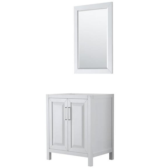 Wyndham Collection  30 in. Single Bathroom Vanity In No Countertop - No Sink & 24 in. Mirror - White