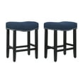 thumbnail image 2 of WestinTrends Lenox 24" upholstered nail head bar counter stools (Set Of 2), Black/Navy Blue, 2 of 8