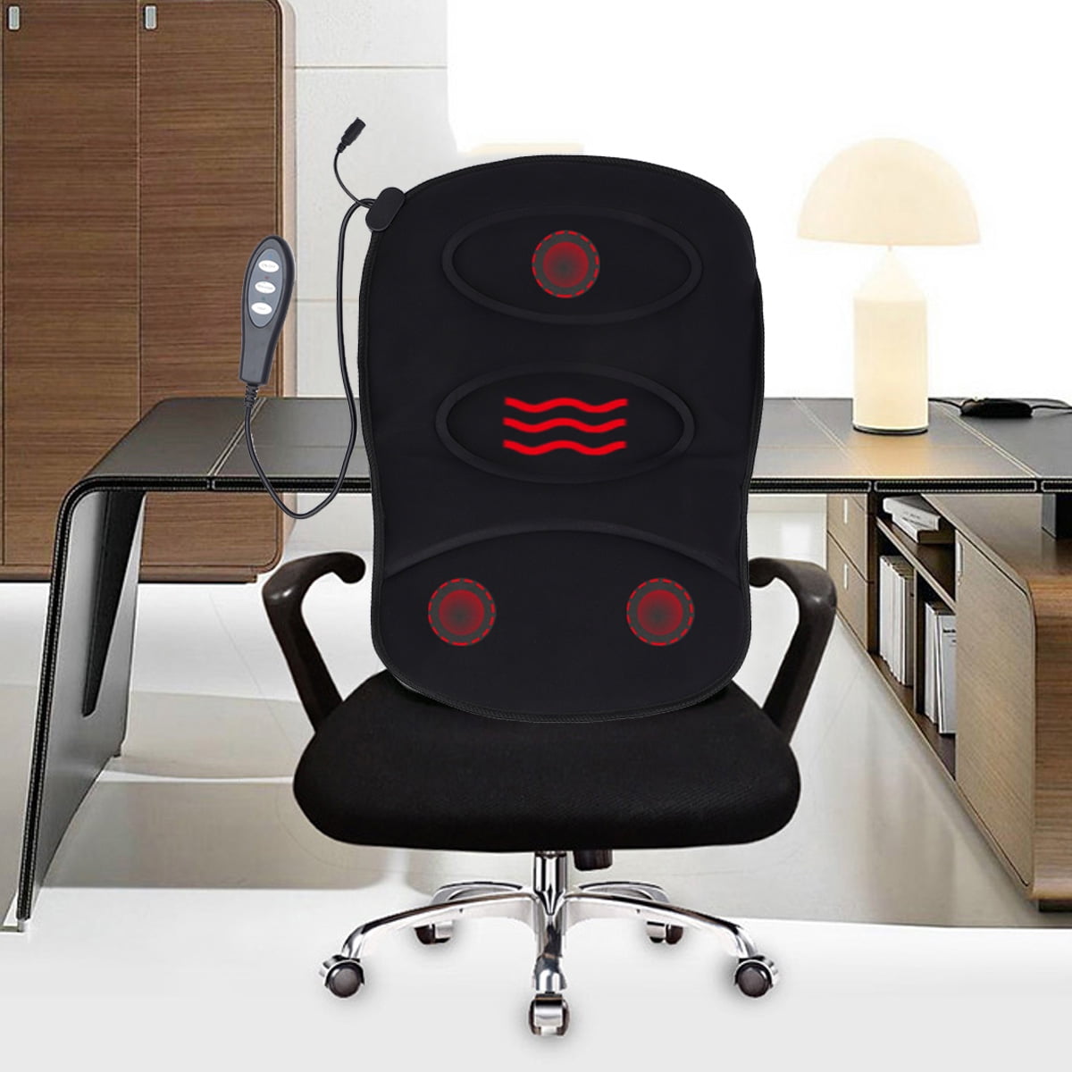 3 Modes Full Back & Waist MassagerKneading Rolling Heated & Vibration Massage Seat Cushion, for