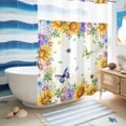 thumbnail image 5 of No Hook Shower Curtain, Spring Floral Shower Curtains for Bathroom with See Through Top Window, Hydrangea Sunflowers Butterflies Watercolor Waterproof & Washable Bath Curtain Extra Long 72"x96", 5 of 9