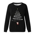 thumbnail image 4 of Women's Vintage Christmas Animal Graphic Round Neck Sweatshirt, Ugly Sweater Long Sleeve Casual Pullover Top, Holiday Party Fashion Blouse,Vermilion,XL, 4 of 5