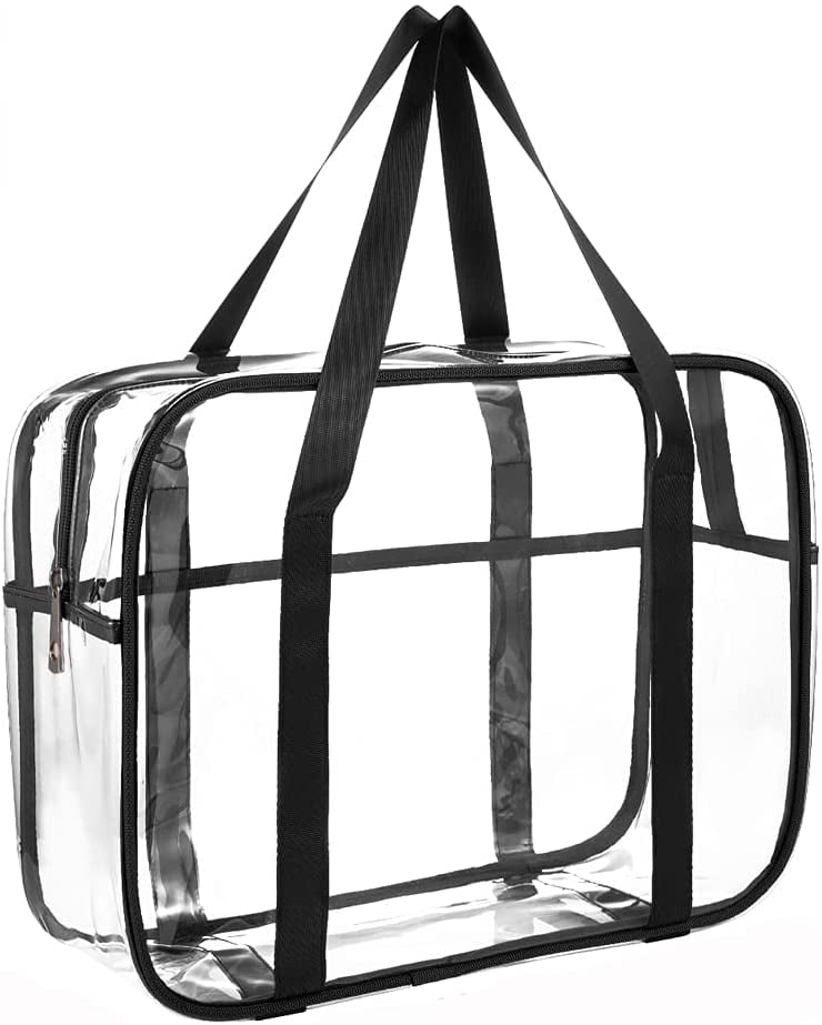Arlmont & Co. Clear Tote Bag - See Through Transparent Women's Hand Bag - Heavy-Duty Clear Shoulder Bag with Zipper Closure for Shopping, Work, Beach