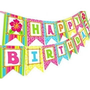 Luau Tiki Happy Birthday Banner Pennant