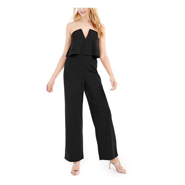 Bebe Bebe Womens Black Solid Sleeveless V Neck Wide Leg Evening Jumpsuit Size Xxs Walmart Com Walmart Com