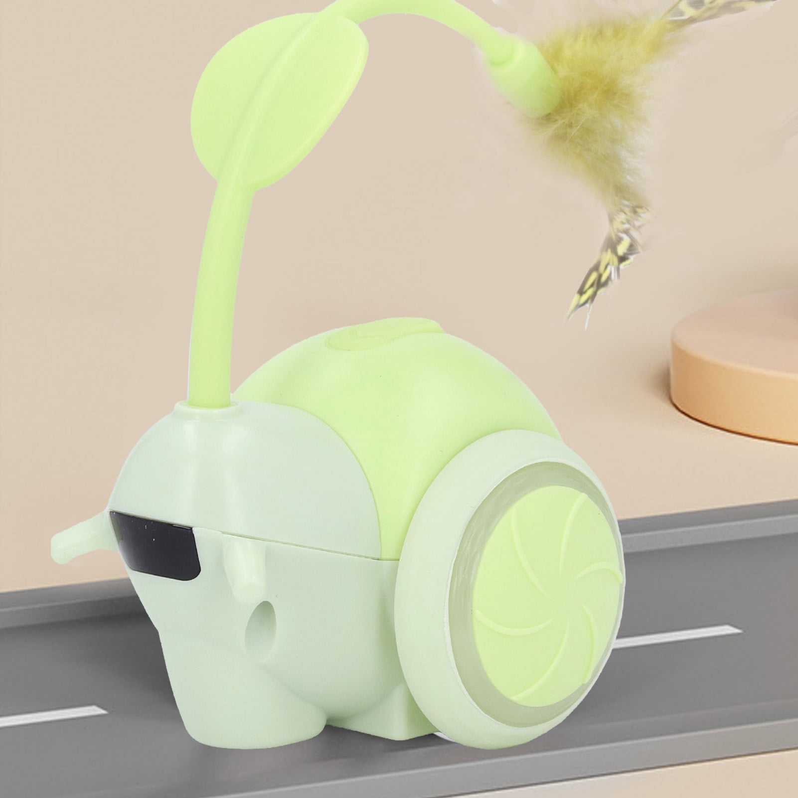 Rupoun Rechargeable Smart Electric Cat Toy Interactive Automatic Moving Remote Control Exercise Promoting Toys with Feather, Green (5.51 inches / 14 cm)