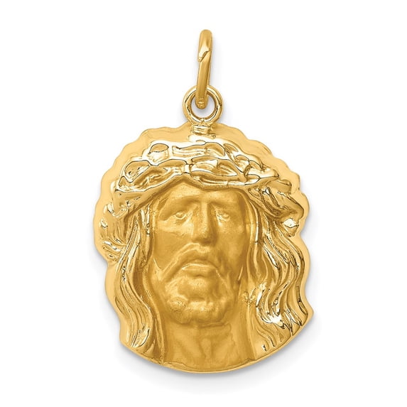 FB Jewels 14K Yellow Gold Hollow Polished Satin Medium Jesus Medal Pendant
