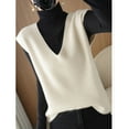 thumbnail image 4 of Baqcunre Womens Vest Top Trendy, Autumn & Winter Women's Knitted Sweater Vest Sleeveless V-Neck Pullover Vest Loose Top Soft Knitted Pullover Sweater 1Pc Vest Beige L, 4 of 4