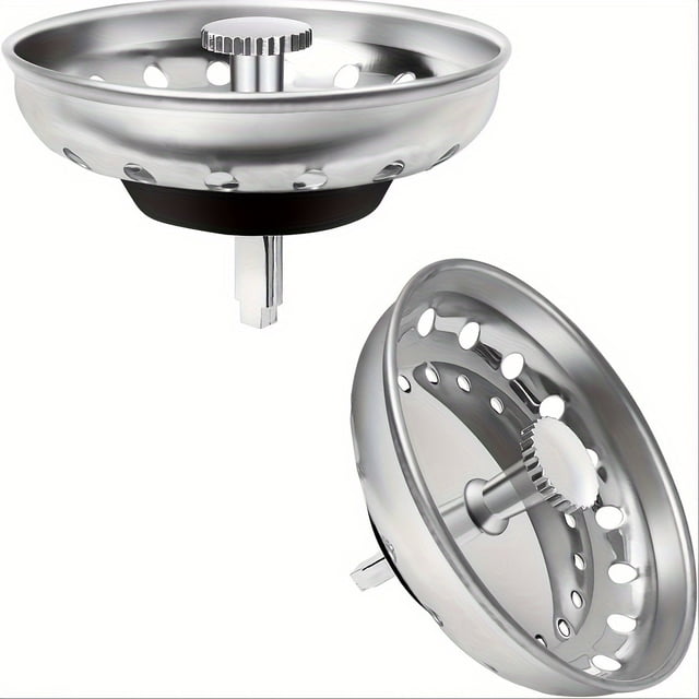 Tapón y colador for fregadero de cocina, colador de drenaje de fregadero de bronce aceitado, se adapta a drenaje estándar de 3-1/2 pulgadas con tapón de drenaje de goma, paquete de 1/2