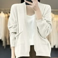 thumbnail image 2 of HaiMao Women's Long Sleeve Cropped Cardigan Sweater Clearance Open Front Short Shrugs Cardigans Lightweight Sweaters White 10(XL), 2 of 4