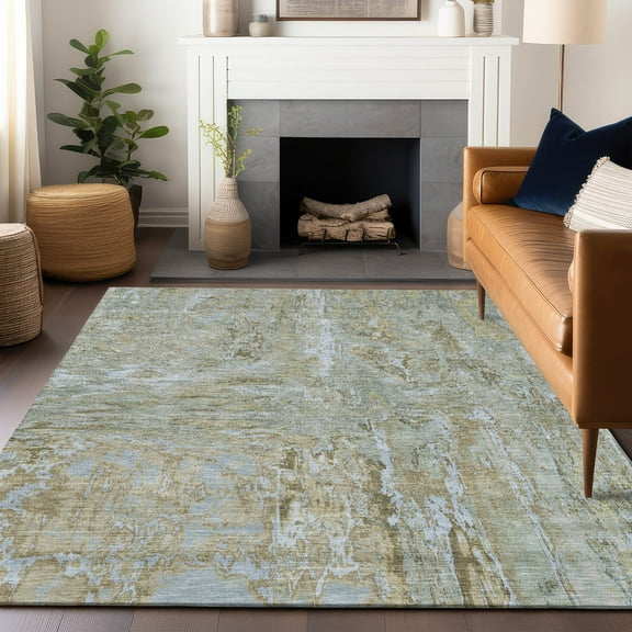 Addison Rugs Chantille Indoor/Outdoor Transitional Abstract Khaki Washable Rectangle Rug, 10' x 14'