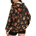 thumbnail image 2 of FOR U DESIGNS Thanksgiving Zipper Hooded Sweatshirt Womens Long Cardigan Oversized Hoodies Size M Long Sleeve Maple Leaf Hoodie for Women Down-Shoulder Collar Sportswear, 2 of 7