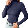 thumbnail image 4 of Wenini Women's Solid Color Turtleneck Ribbed Knit Sweater Slim Long Sleeve Pullover Top Trendy Base Layer Top, 4 of 7
