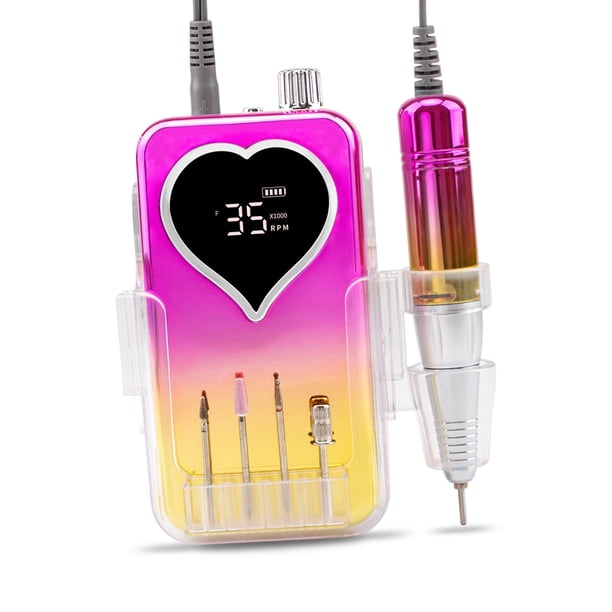 Profesional De Perforación De Uñas Portátiles 35000 Rpm, Máquina De Listas De Uñas Eléctricas Recargables, Portátil Multifuncional Con Cable, Con Brocas De Pulido Y Lijado,