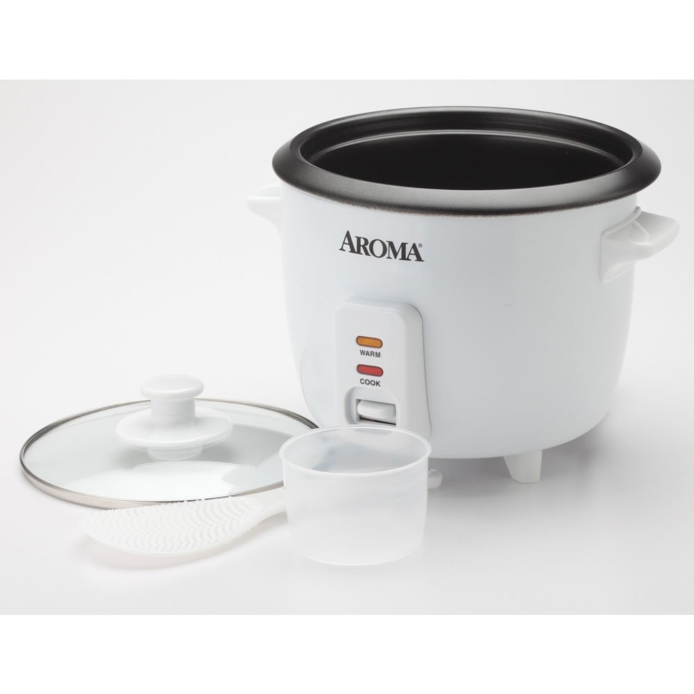 Aroma 6 Cup Non-Stick Pot Style White Rice Cooker, 3 Piece - image 4 of 5