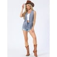thumbnail image 3 of DARING DIVA Women's Fringe Vest Outfits Faux Suede Tassel Cardigan S Blue, 3 of 6