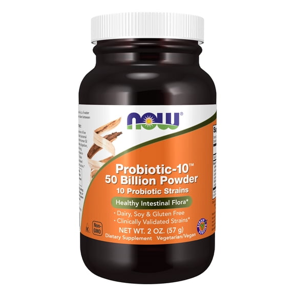 NOW Supplements, Probiotic-10™ Powder, 50 Billion, with 10 Probiotic Strains, Strain Verified, 2-Ounce